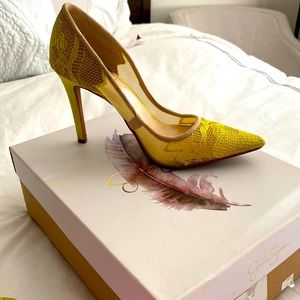 JC camper women Highhills color materia share electric yellow fine  micro 7 1/2